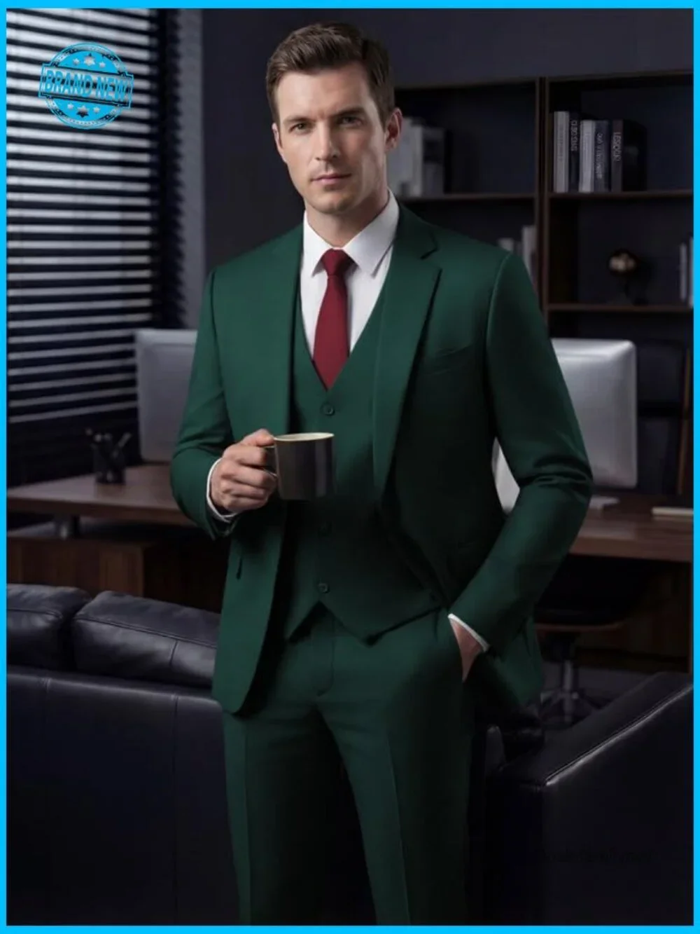 Slim Fit 3-Piece Suit Set Formal Business Wedding Elegant Blazer Vest Pants